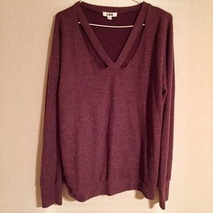 LNA maroon cutout sweater